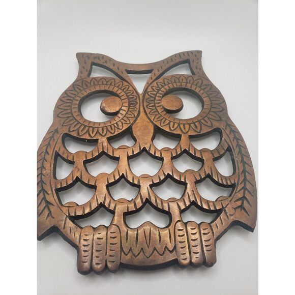 Vintage bronze OWL trivet heat resistant surface protection - Picture 6 of 6